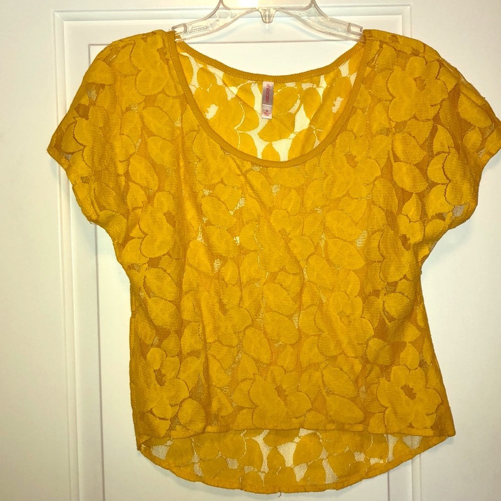 Target Xhilaration Mustard Floral Crop Top